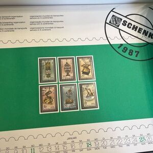 Vintage Schenker transportation year calendars with rare stamps every  month